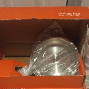 Premium Silver Stainless Steel Frying Pan